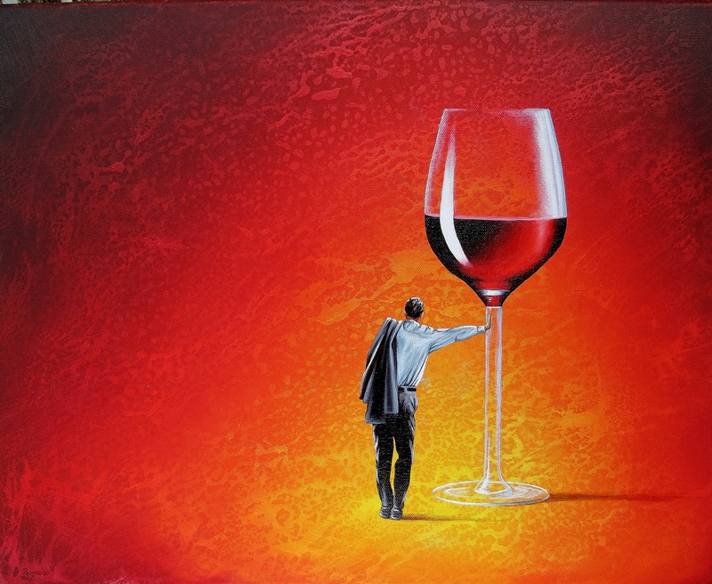 Sein Roter Abend 40 x 50 cm Öl, Acryl auf Leinwand