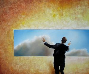 Wer Die Wolken Hört ..., 50 x 60 cm, Öl, Acryl auf Leinwand, Künstler Kai Piepgras