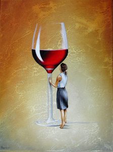 Ihr Roter Abend 30 x 40 cm Öl, Acryl auf Leinwand