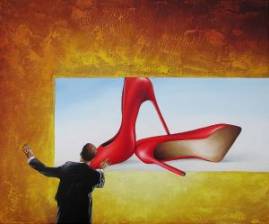 Wer Das Rot Hört 50 x 60 cm Öl, Acryl auf Leinwand