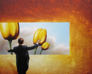 Wer Das Wachsen Sieht 50 x 60 cm Öl, Acryl auf Leinwand