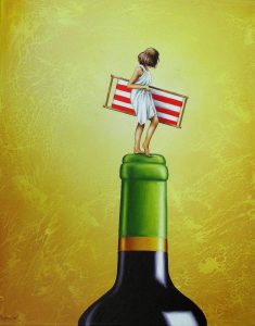 Balkonien 40 x 50 cm Öl, Acryl auf Leinwand