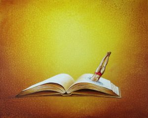 Eintaucher 40 x 50 cm Öl, Acryl auf Leinwand