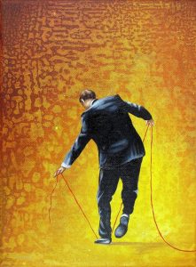 Im Griff (1) 18 x 24 cm Öl, Acryl auf Leinwand