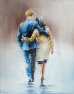 Promenade 24 x 30 cm Öl auf Leinwand