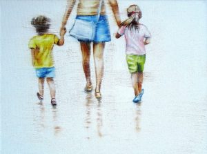 Ab Ans Meer 18 x 24 cm Öl auf Leinwand