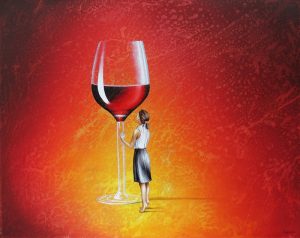 Ihr Roter Abend 40 x 50 cm Öl, Acryl auf Leinwand