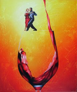 Roter Flow 50 x 60 cm Öl, Acryl auf Leinwand