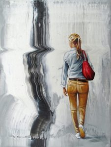 Verblüffende Begegnung (1) 18 x 24 cm Öl, Acryl auf Leinwand