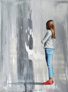 Verblüffende Begegnung (2) 18 x 24 cm Öl, Acryl auf Leinwand