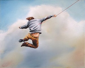 Dran Bleiben 24 x 30 cm Öl, Acryl auf Leinwand