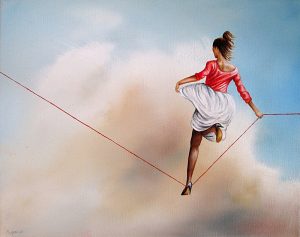 Im Griff 24 x 30 cm Öl, Acryl auf Leinwand