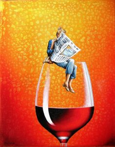 Rote Neugier 24 x 30 cm Öl, Acryl auf Leinwand