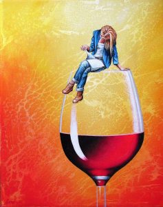 Rote Pause 24 x 30 cm Öl, Acryl auf Leinwand