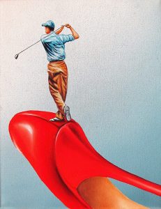 Gewagter Abschlag 24 x 30 cm Öl, Acryl auf Leinwand