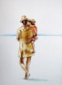 Strand Zeit 18 x 24 cm Öl auf Leinwand