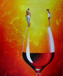 Wer Rot Wagt Gewinnt 50 x 60 cm Öl, Acryl auf Leinwand