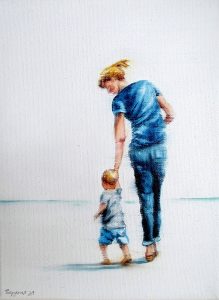 Strand Zeit 18 x 24 cm Öl auf Leinwand