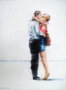 Treffpunkt 18 x 24 cm Öl auf Leinwand