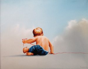 Erwischt 24 x 30 cm Öl, Acryl auf Leinwand