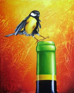 Merlot Meise 24 x 30 cm Öl, Acryl auf Leinwand