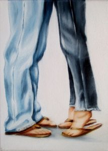 Team Building 18 x 24 cm Öl auf Leinwand