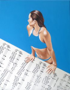 Der Himmel Ist Blau 24 x 30 cm Öl, Acryl, Noten auf Leinwand