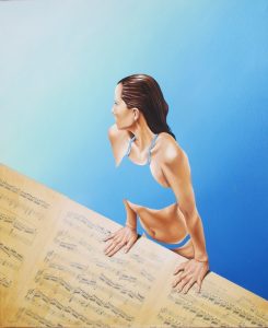 Der Himmel Ist Blau 50 x 60 cm Öl, Acryl, Noten auf Leinwand