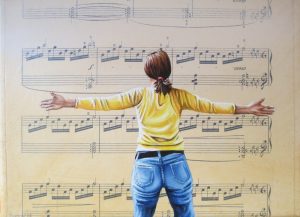 Soundtrack VIII 18 x 24 cm Öl, Acryl, Noten auf Leinwand