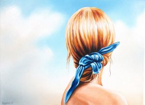 Blauer Blick 18 x 24 cm Öl, Acryl auf Leinwand