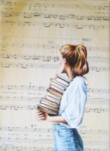 Soundtrack IX 18 x 24 cm Öl, Acryl, Noten auf Leinwand