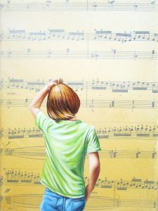 Soundtrack X 18 x 24 cm Öl, Acryl, Noten auf Leinwand