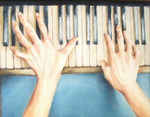 Barfuß Am Klavier 24 x 30 cm Öl auf Leinwand
